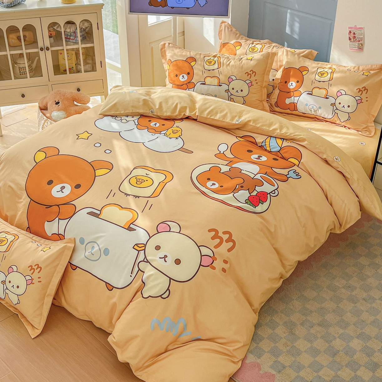 91家纺网 家纺一手货源 找家纺 浩诚 2026新款全棉卡通四件套第4批（陆续更新） 美食小熊