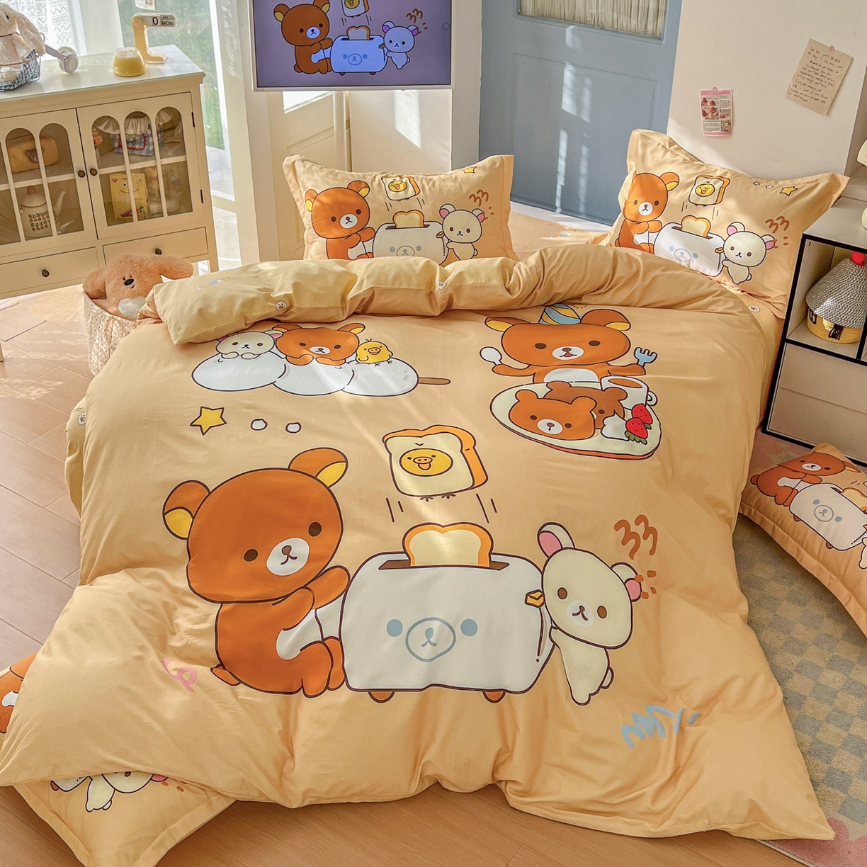 91家纺网 家纺一手货源 找家纺 浩诚 2026新款全棉卡通四件套第4批（陆续更新） 美食小熊