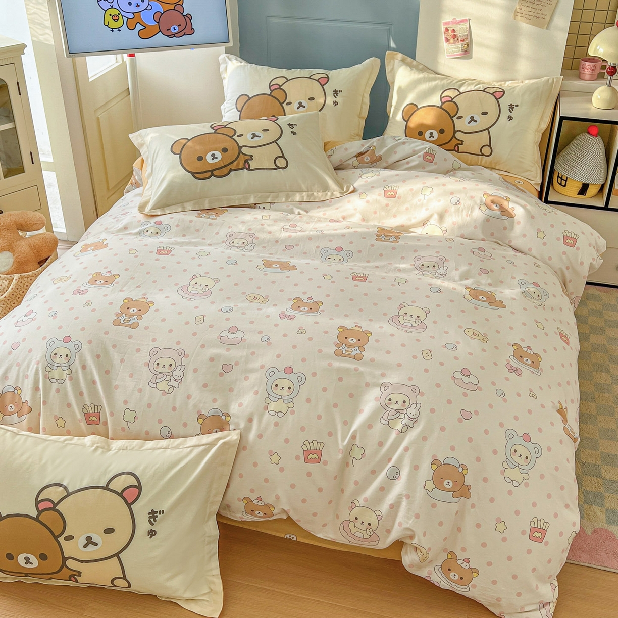91家纺网 家纺一手货源 找家纺 浩诚 2026新款全棉卡通四件套第4批（陆续更新） 快乐小熊
