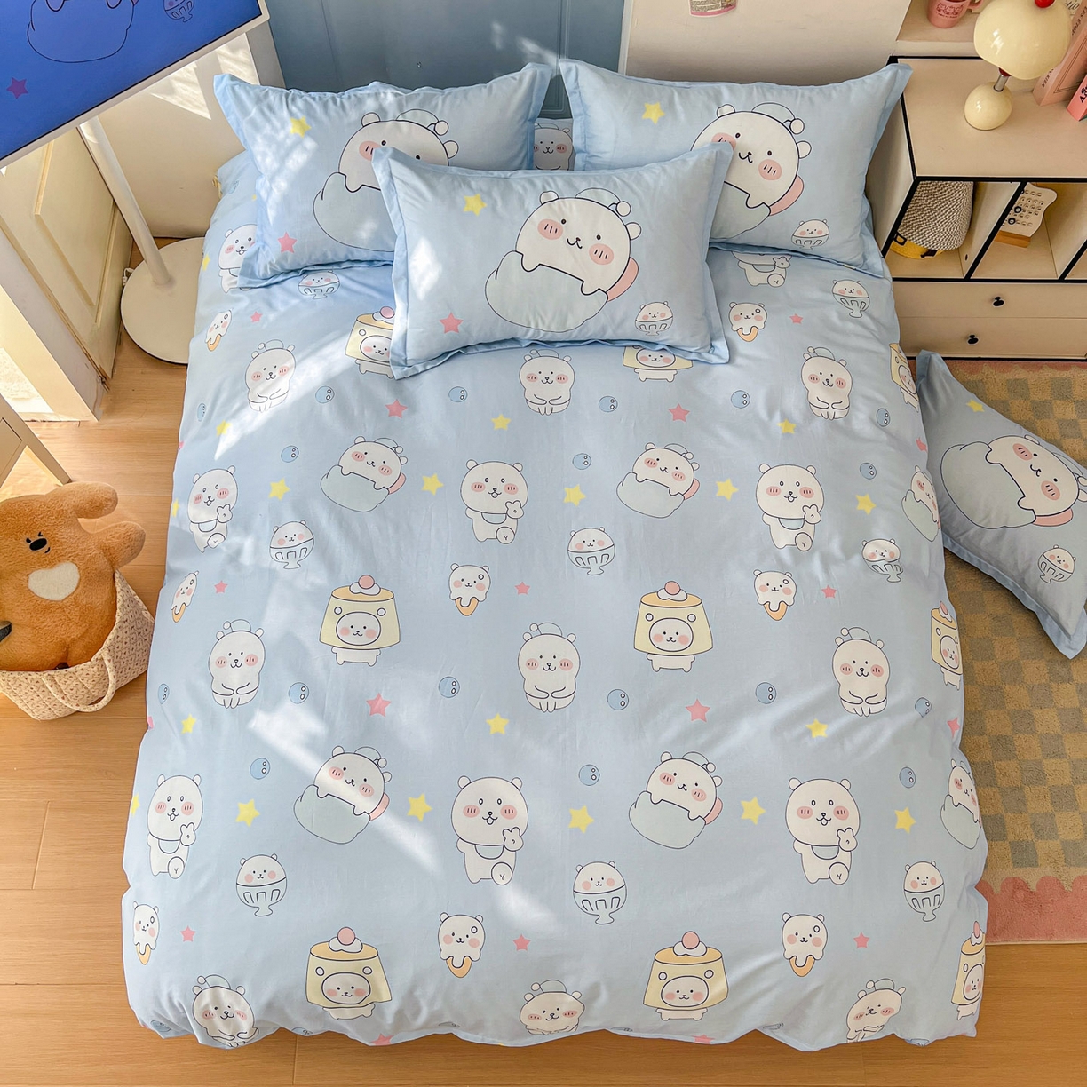 91家纺网 家纺一手货源 找家纺 浩诚 2026新款全棉卡通四件套第4批（陆续更新） 欢乐小熊