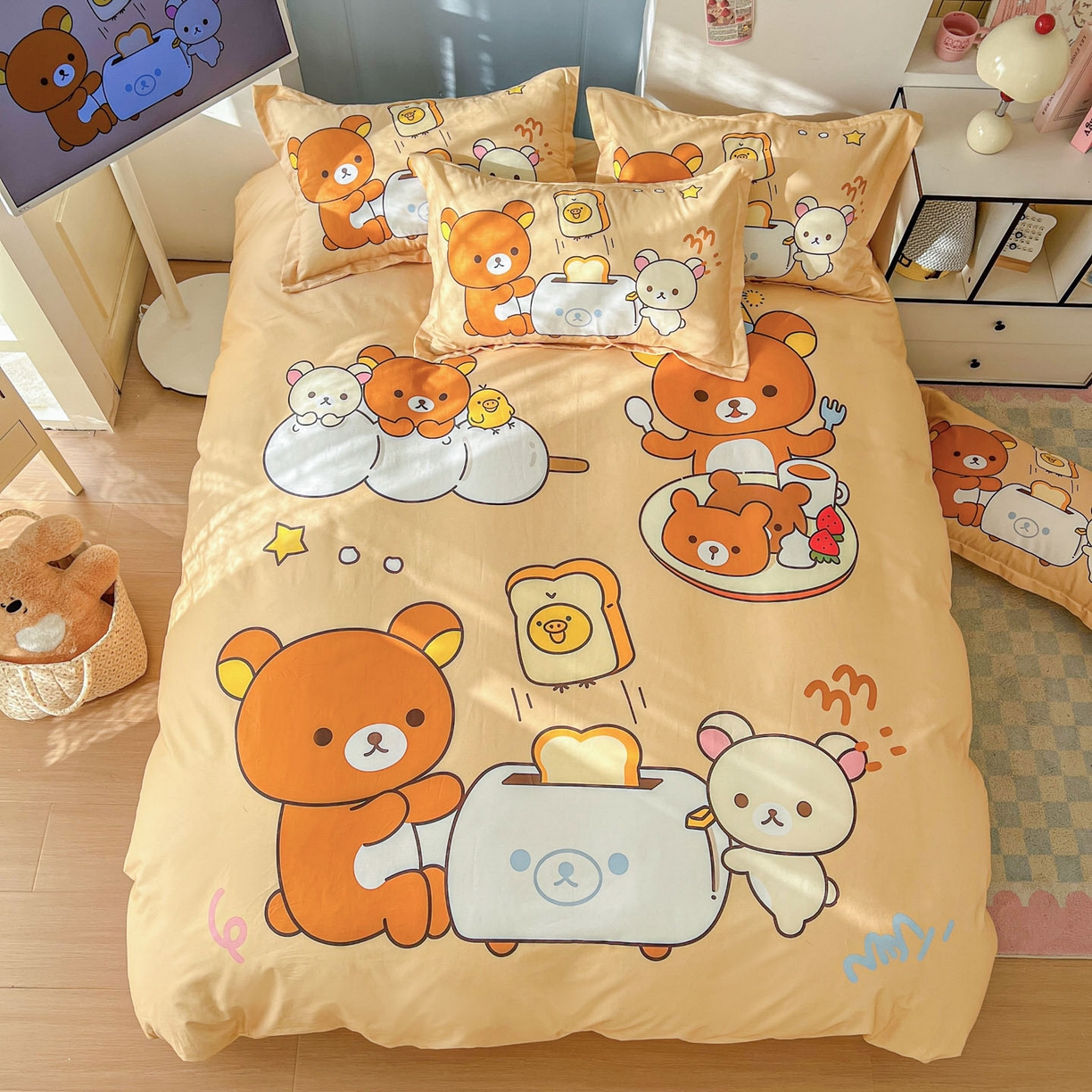 91家纺网 家纺一手货源 找家纺 浩诚 2026新款全棉卡通四件套第4批（陆续更新） 美食小熊