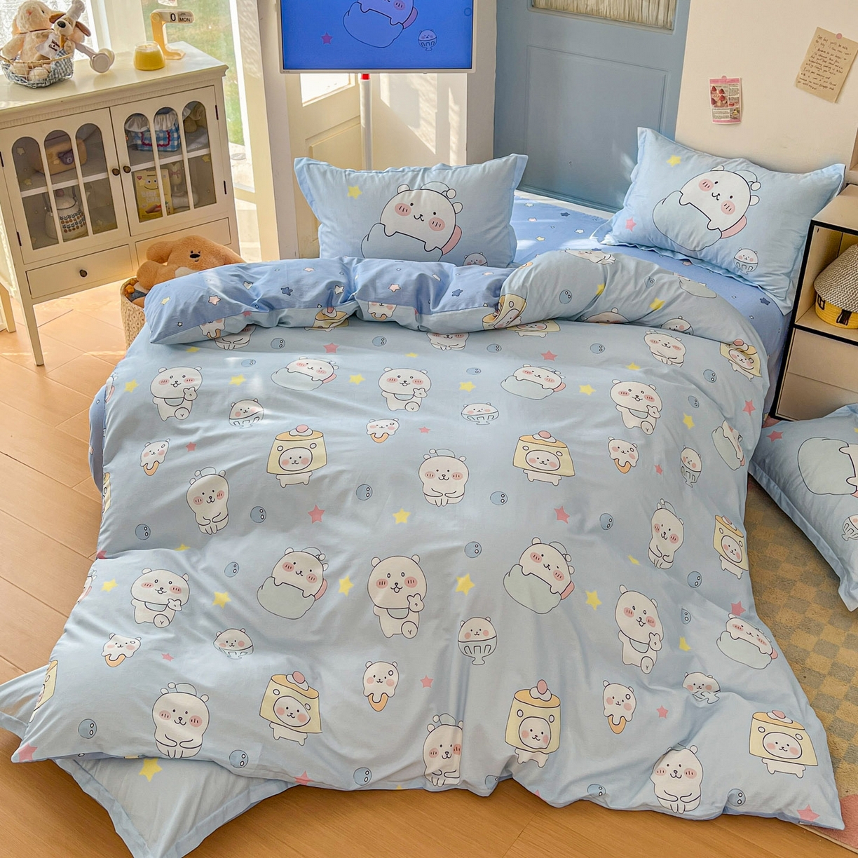 91家纺网 家纺一手货源 找家纺 浩诚 2026新款全棉卡通四件套第4批（陆续更新） 欢乐小熊