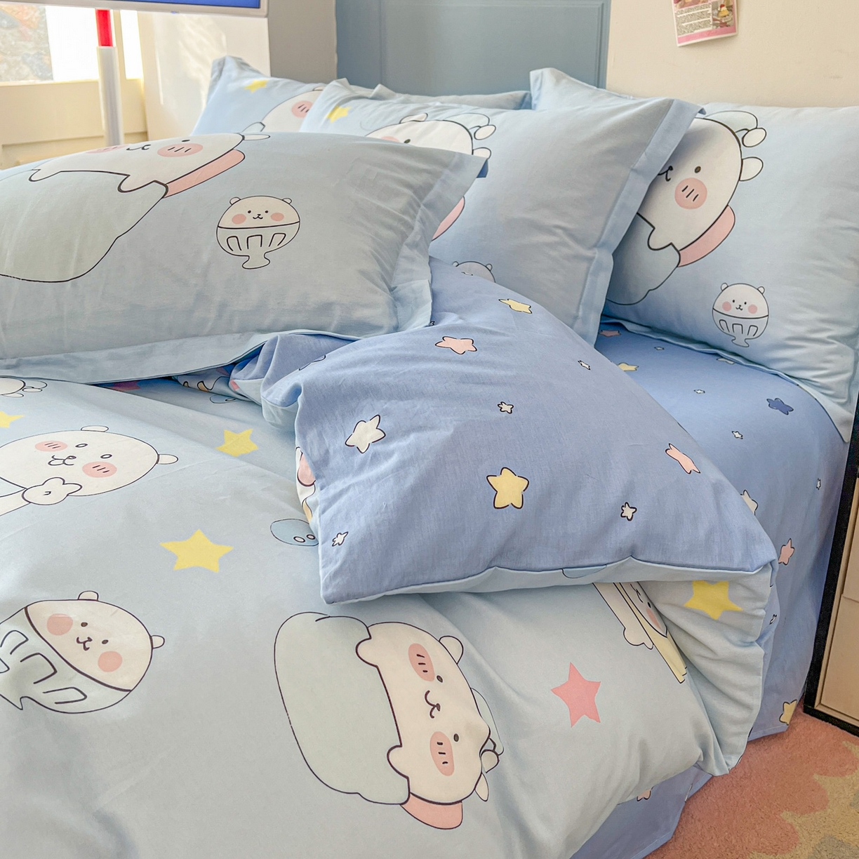 91家纺网 家纺一手货源 找家纺 浩诚 2026新款全棉卡通四件套第4批（陆续更新） 欢乐小熊