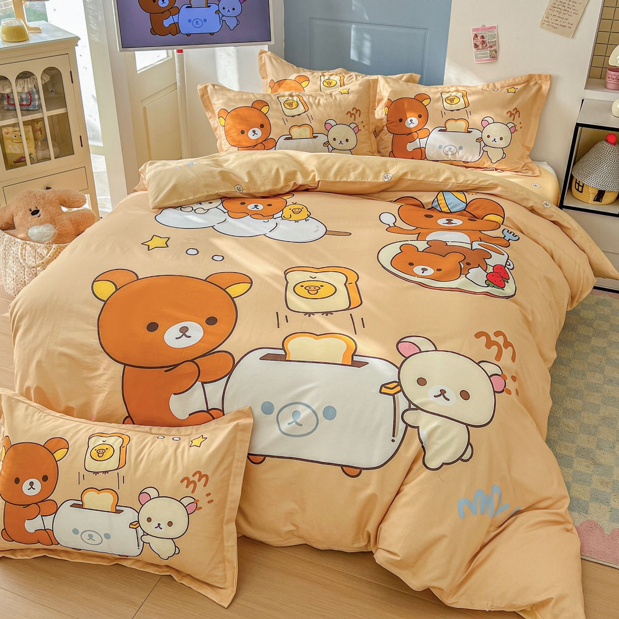 91家纺网 家纺一手货源 找家纺 浩诚 2026新款全棉卡通四件套第4批（陆续更新） 美食小熊