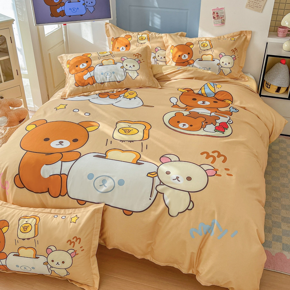 91家纺网 家纺一手货源 找家纺 浩诚 2026新款全棉卡通四件套第4批（陆续更新） 美食小熊