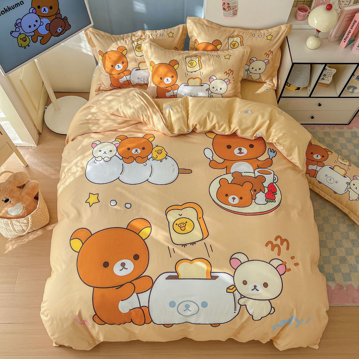 91家纺网 家纺一手货源 找家纺 浩诚 2026新款全棉卡通四件套第4批（陆续更新） 美食小熊