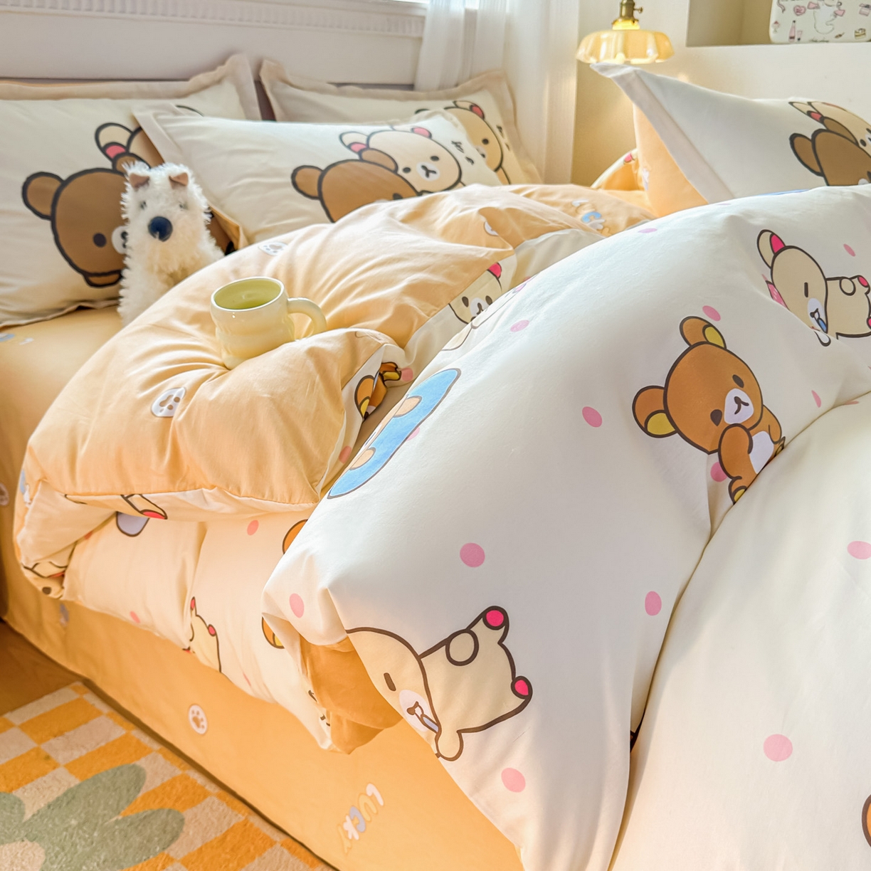 91家纺网 家纺一手货源 找家纺 浩诚 2026新款全棉卡通四件套第4批（陆续更新） 轻松小熊