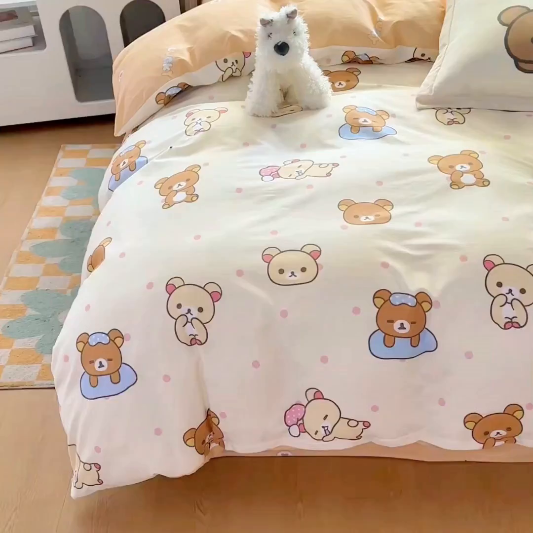 91家纺网 家纺一手货源 找家纺 浩诚 2026新款全棉卡通四件套第4批（陆续更新） 轻松小熊