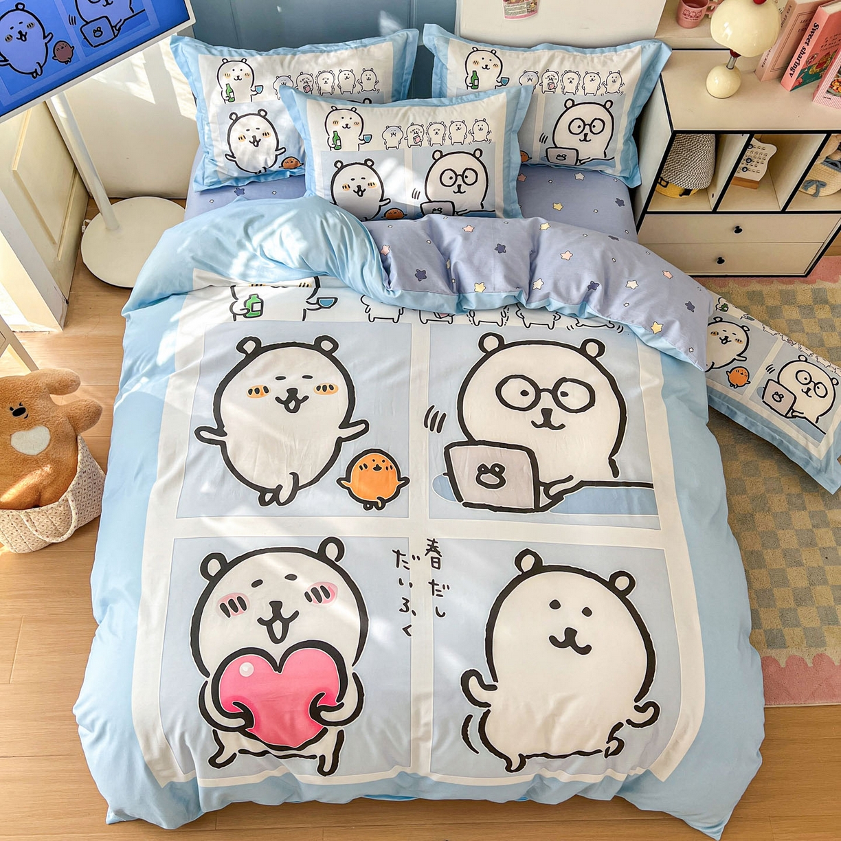 91家纺网 家纺一手货源 找家纺 浩诚 2026新款全棉卡通四件套第4批（陆续更新） 自嗨小熊