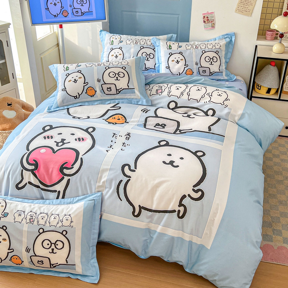 91家纺网 家纺一手货源 找家纺 浩诚 2026新款全棉卡通四件套第4批（陆续更新） 自嗨小熊