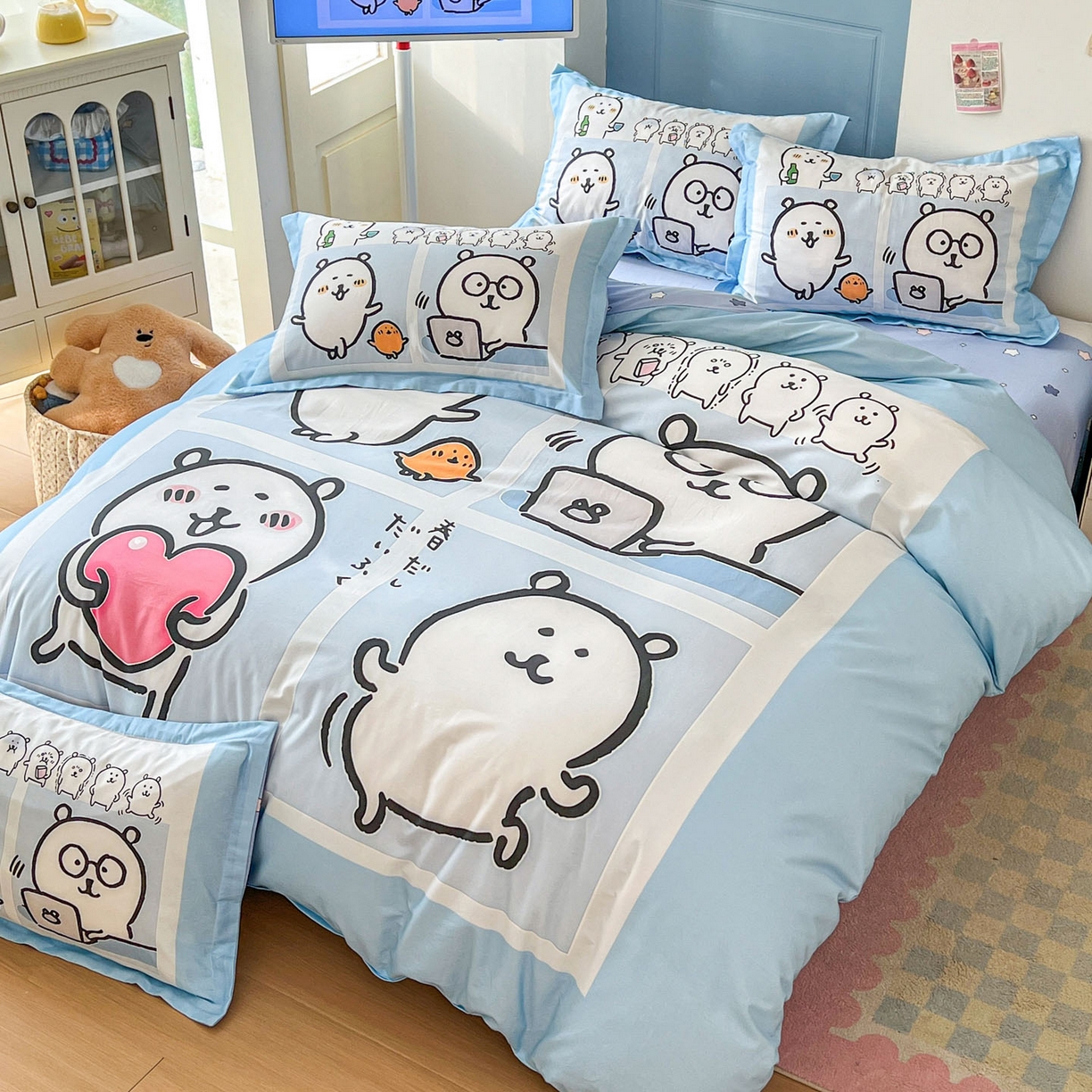 91家纺网 家纺一手货源 找家纺 浩诚 2026新款全棉卡通四件套第4批（陆续更新） 自嗨小熊