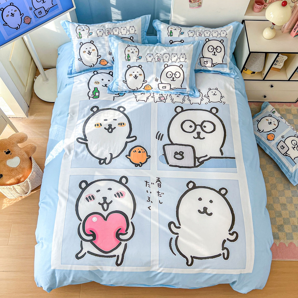 91家纺网 家纺一手货源 找家纺 浩诚 2026新款全棉卡通四件套第4批（陆续更新） 自嗨小熊