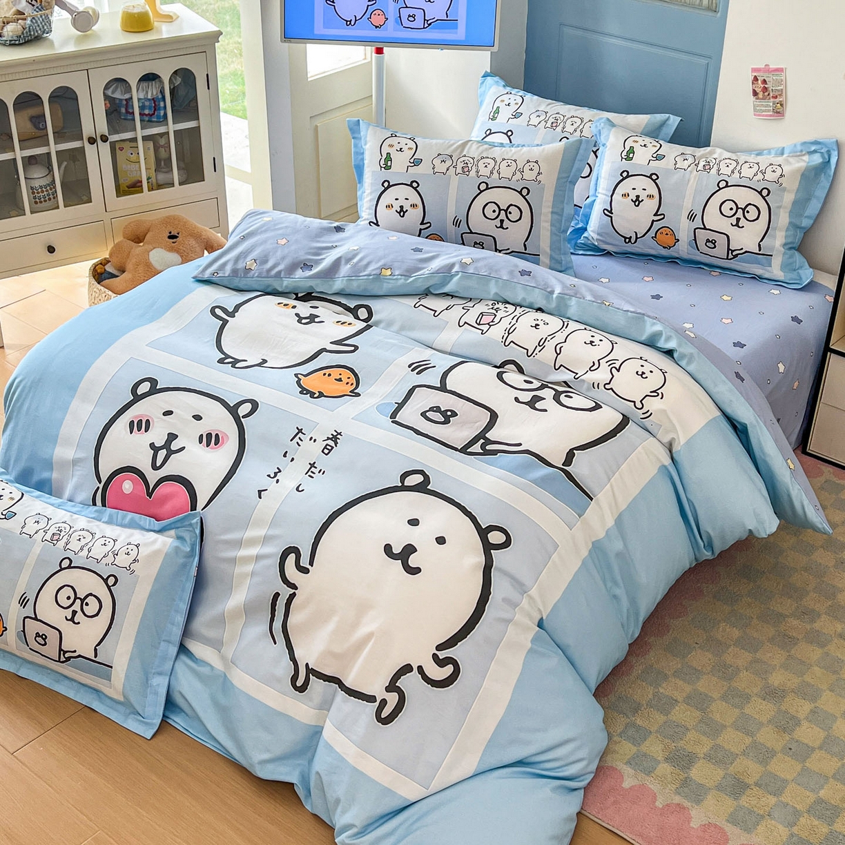 91家纺网 家纺一手货源 找家纺 浩诚 2026新款全棉卡通四件套第4批（陆续更新） 自嗨小熊