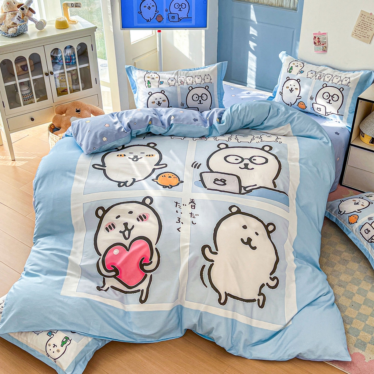 91家纺网 家纺一手货源 找家纺 浩诚 2026新款全棉卡通四件套第4批（陆续更新） 自嗨小熊