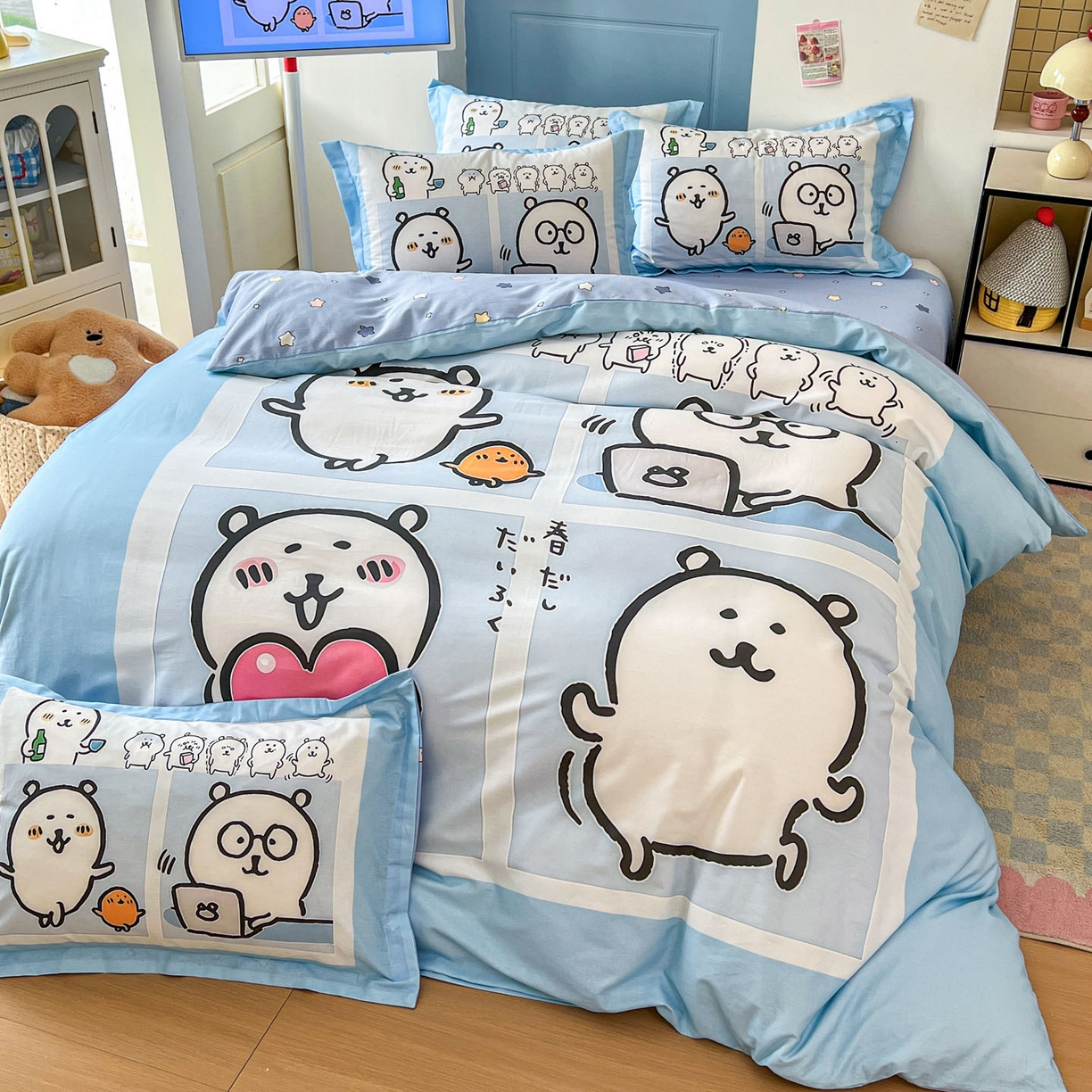 91家纺网 家纺一手货源 找家纺 浩诚 2026新款全棉卡通四件套第4批（陆续更新） 自嗨小熊