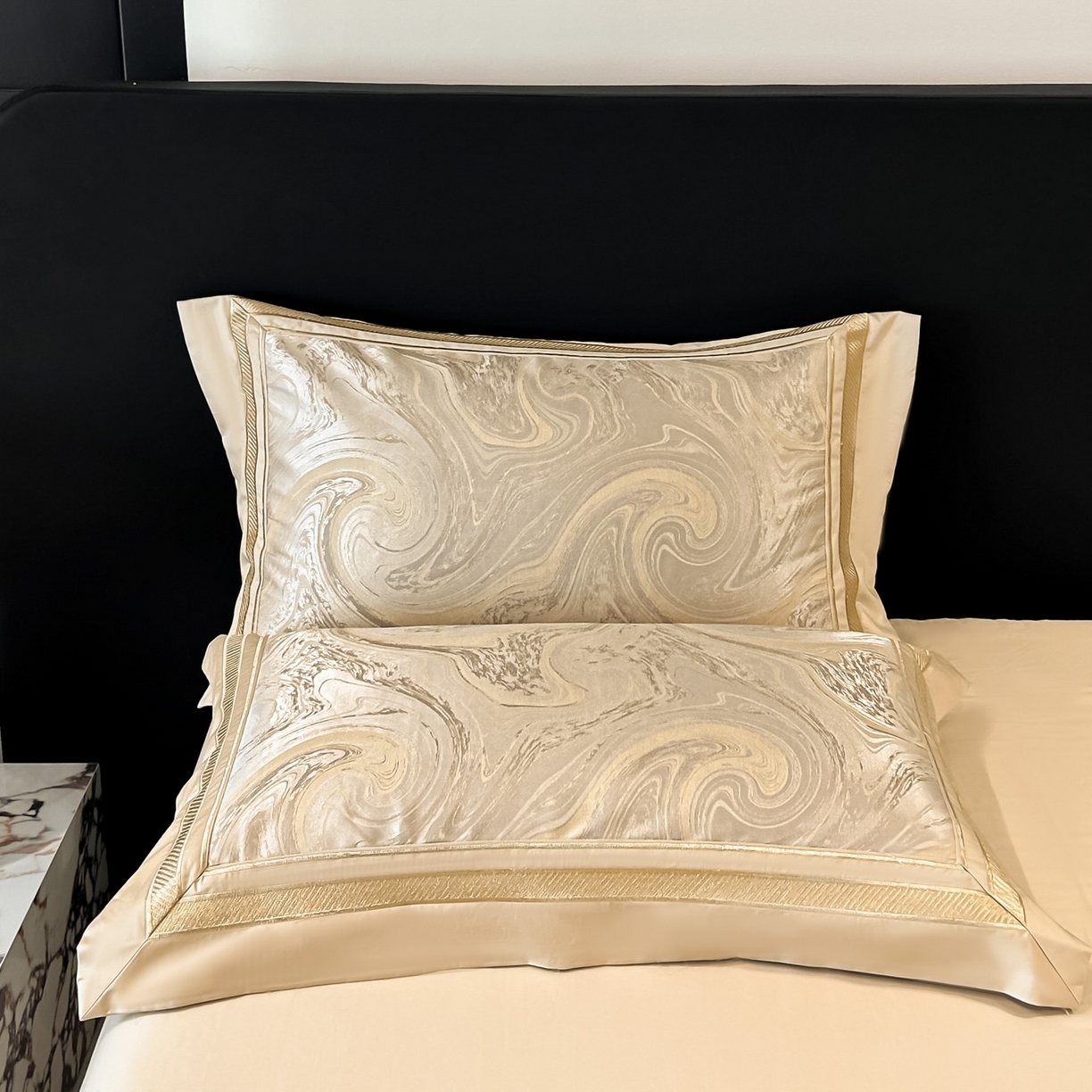 91家纺网 家纺一手货源 找家纺 博纳家纺 2026春夏新款全棉纯棉高精密色织提花绣花四件套-炫彩年华 炫彩年华-香槟