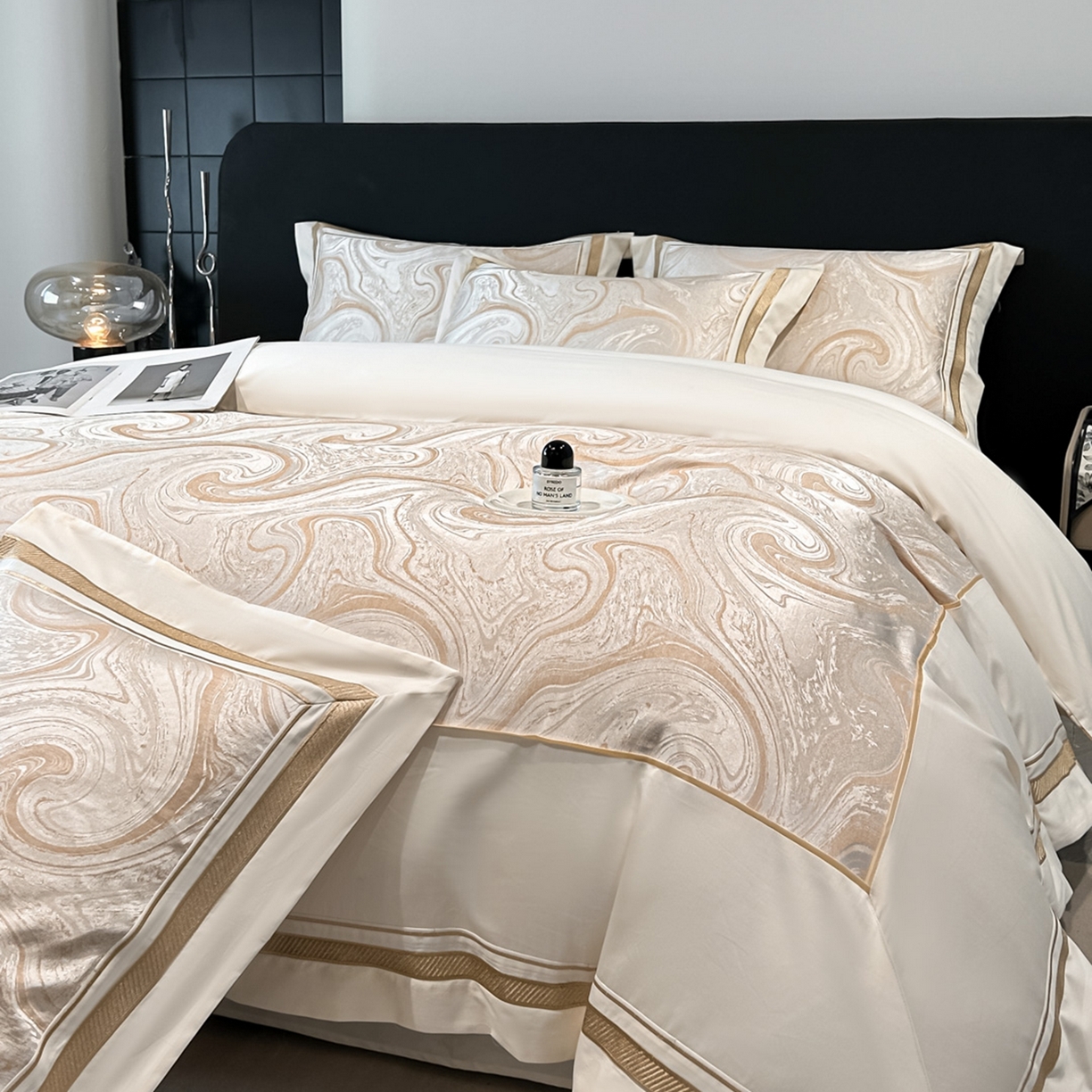 博纳家纺 2026春夏新款全棉纯棉高精密色织提花绣花四件套-炫彩年华 炫彩年华-象牙白