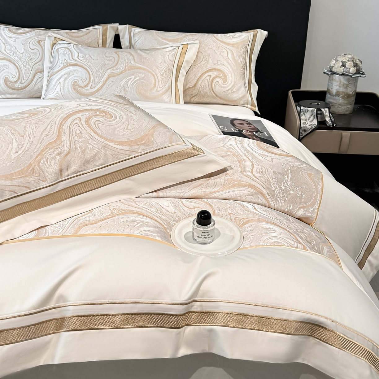 91家纺网 家纺一手货源 找家纺 博纳家纺 2026春夏新款全棉纯棉高精密色织提花绣花四件套-炫彩年华 炫彩年华-象牙白