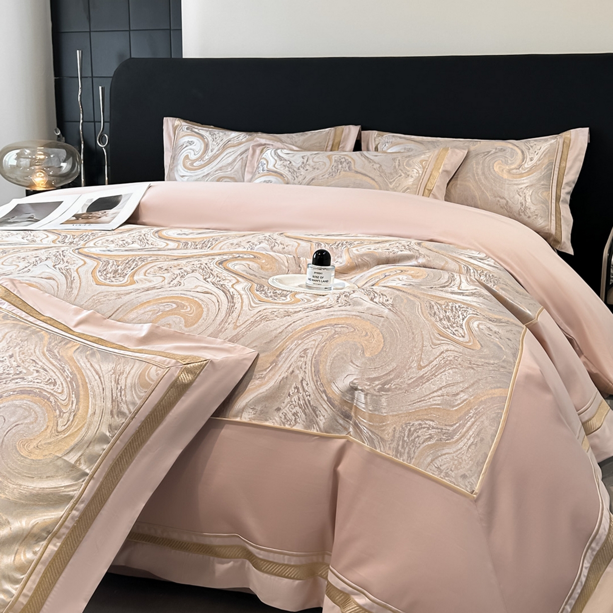 博纳家纺 2026春夏新款全棉纯棉高精密色织提花绣花四件套-炫彩年华 炫彩年华-朱颜粉