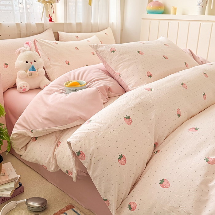 91家纺网 家纺一手货源 找家纺 （总）卢赛尔 2026新款古法水洗仿棉云感棉学生三件套四件套