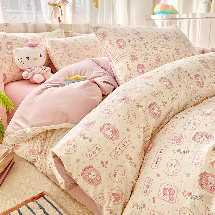 91家纺网 家纺一手货源 找家纺 （总）卢赛尔 2026新款古法水洗仿棉云感棉学生三件套四件套