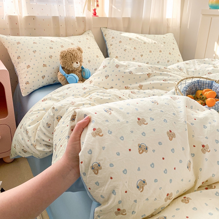 91家纺网 家纺一手货源 找家纺 （总）卢赛尔 2026新款古法水洗仿棉云感棉学生三件套四件套