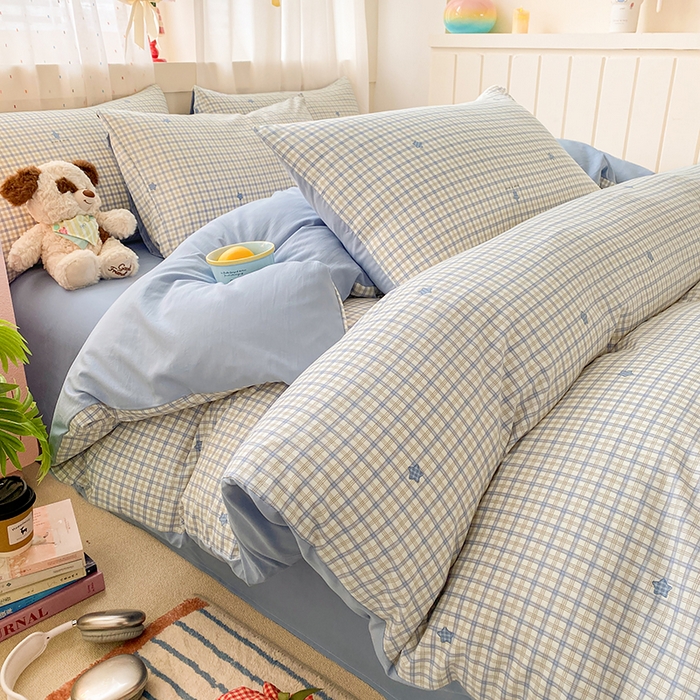 91家纺网 家纺一手货源 找家纺 （总）卢赛尔 2026新款古法水洗仿棉云感棉学生三件套四件套