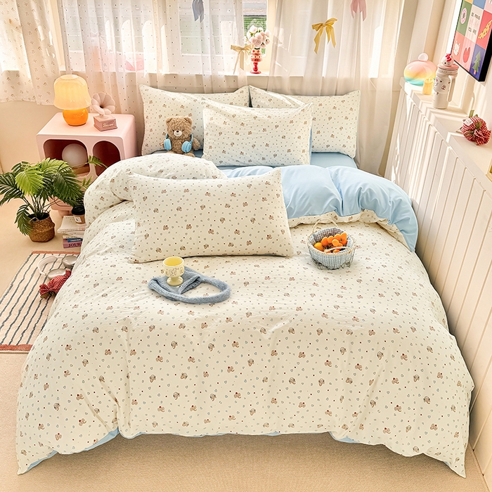 91家纺网 家纺一手货源 找家纺 （总）卢赛尔 2026新款古法水洗仿棉云感棉学生三件套四件套