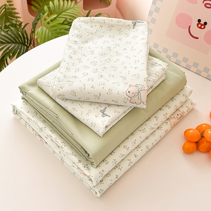 91家纺网 家纺一手货源 找家纺 卢赛尔 2026新款古法水洗仿棉云感棉学生三件套四件套 田园汪