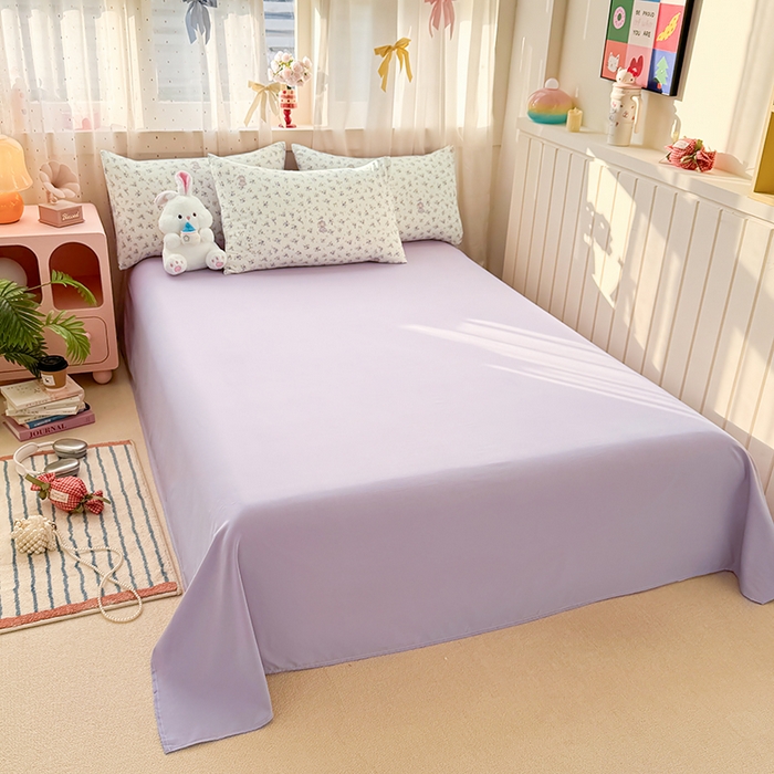 91家纺网 家纺一手货源 找家纺 卢赛尔 2026新款古法水洗仿棉云感棉学生三件套四件套 海盐小花