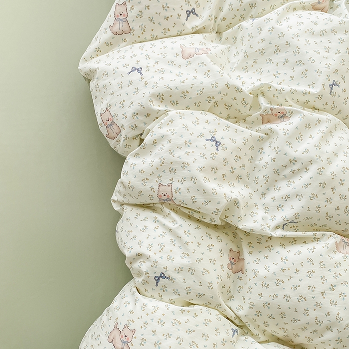 91家纺网 家纺一手货源 找家纺 卢赛尔 2026新款古法水洗仿棉云感棉学生三件套四件套 田园汪