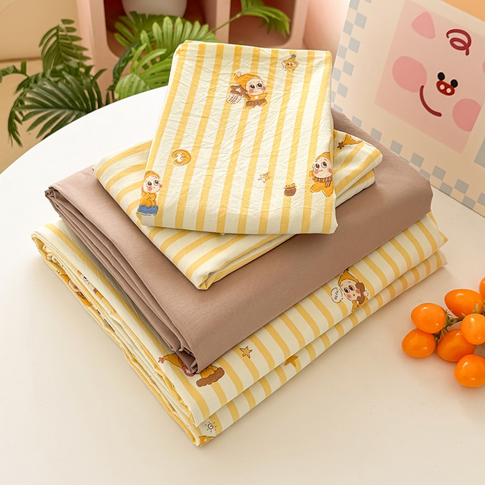 91家纺网 家纺一手货源 找家纺 卢赛尔 2026新款古法水洗仿棉云感棉学生三件套四件套 顽皮