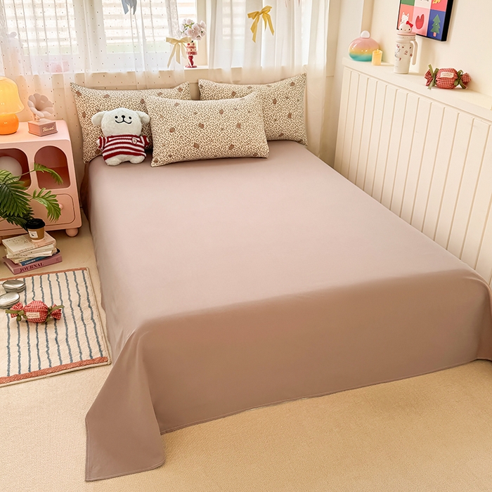 91家纺网 家纺一手货源 找家纺 卢赛尔 2026新款古法水洗仿棉云感棉学生三件套四件套 KT豹纹