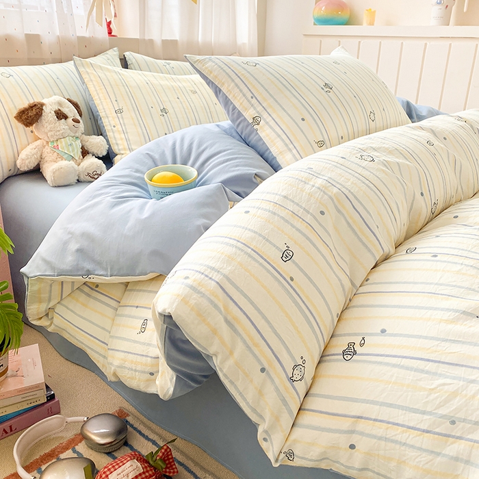 卢赛尔 2026新款古法水洗仿棉云感棉学生三件套四件套 幻想鱼