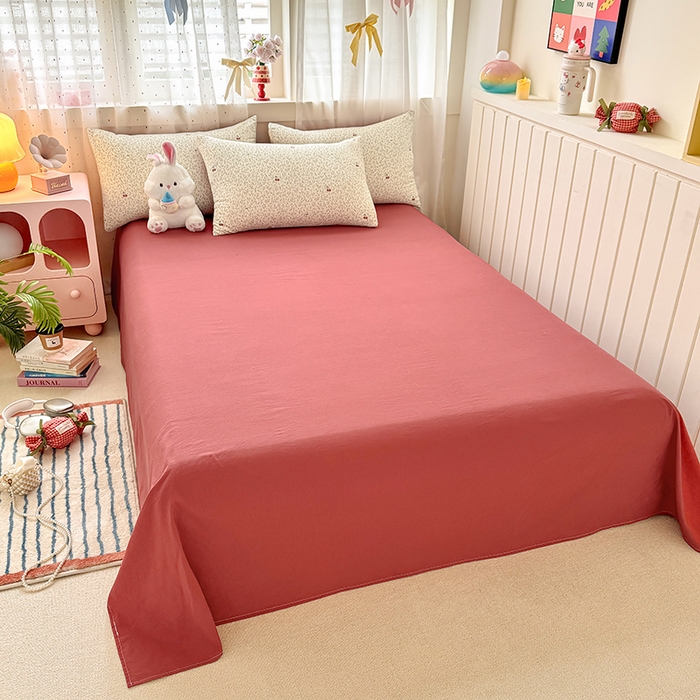 91家纺网 家纺一手货源 找家纺 卢赛尔 2026新款古法水洗仿棉云感棉学生三件套四件套 樱桃园