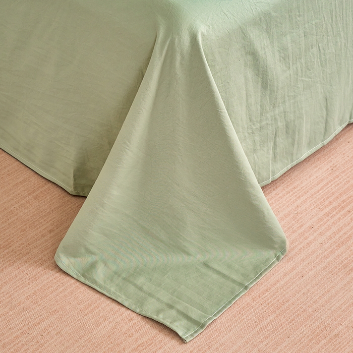 91家纺网 家纺一手货源 找家纺 卢赛尔 2026新款古法水洗仿棉云感棉学生三件套四件套 山茶-绿