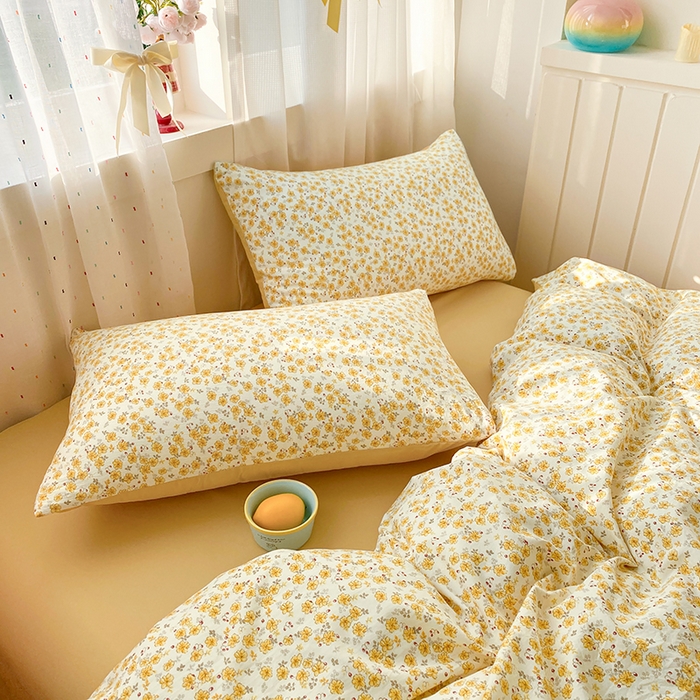 91家纺网 家纺一手货源 找家纺 卢赛尔 2026新款古法水洗仿棉云感棉学生三件套四件套 秋韵