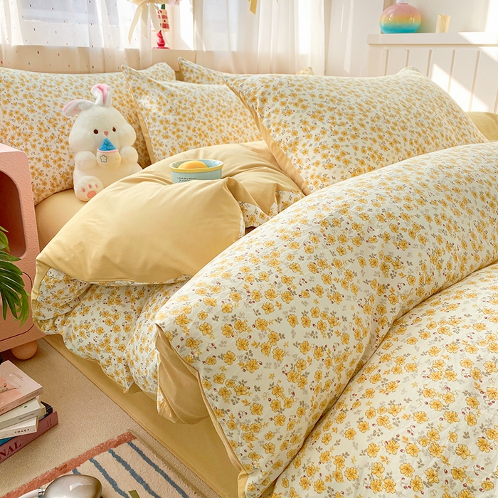 卢赛尔 2026新款古法水洗仿棉云感棉学生三件套四件套 秋韵