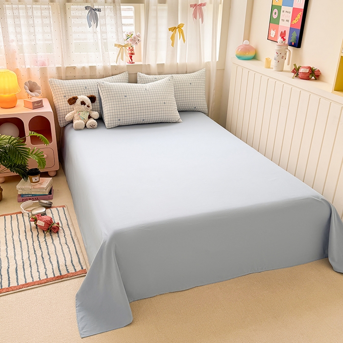 91家纺网 家纺一手货源 找家纺 卢赛尔 2026新款古法水洗仿棉云感棉学生三件套四件套 星星格