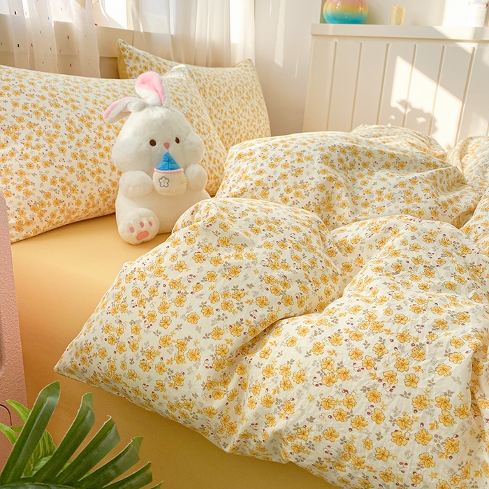 91家纺网 家纺一手货源 找家纺 卢赛尔 2026新款古法水洗仿棉云感棉学生三件套四件套 秋韵