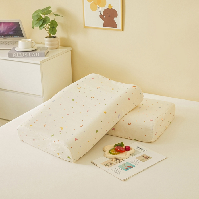 91家纺网 家纺一手货源 找家纺 （总）翎盈家纺 2026款ins风小清新卡通纯棉乳胶枕专用枕套全棉波浪形枕头套