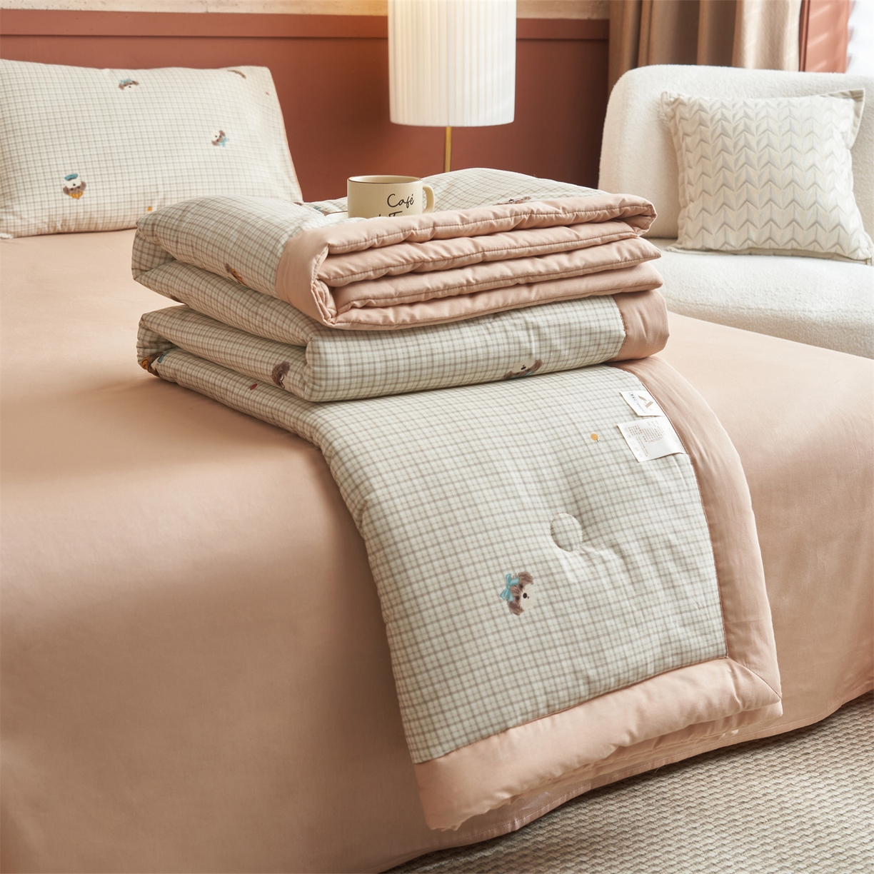 91家纺网 家纺一手货源 找家纺 （总）恒爱家纺 2026新款全棉纯棉12868印花夏被夏凉被空调被