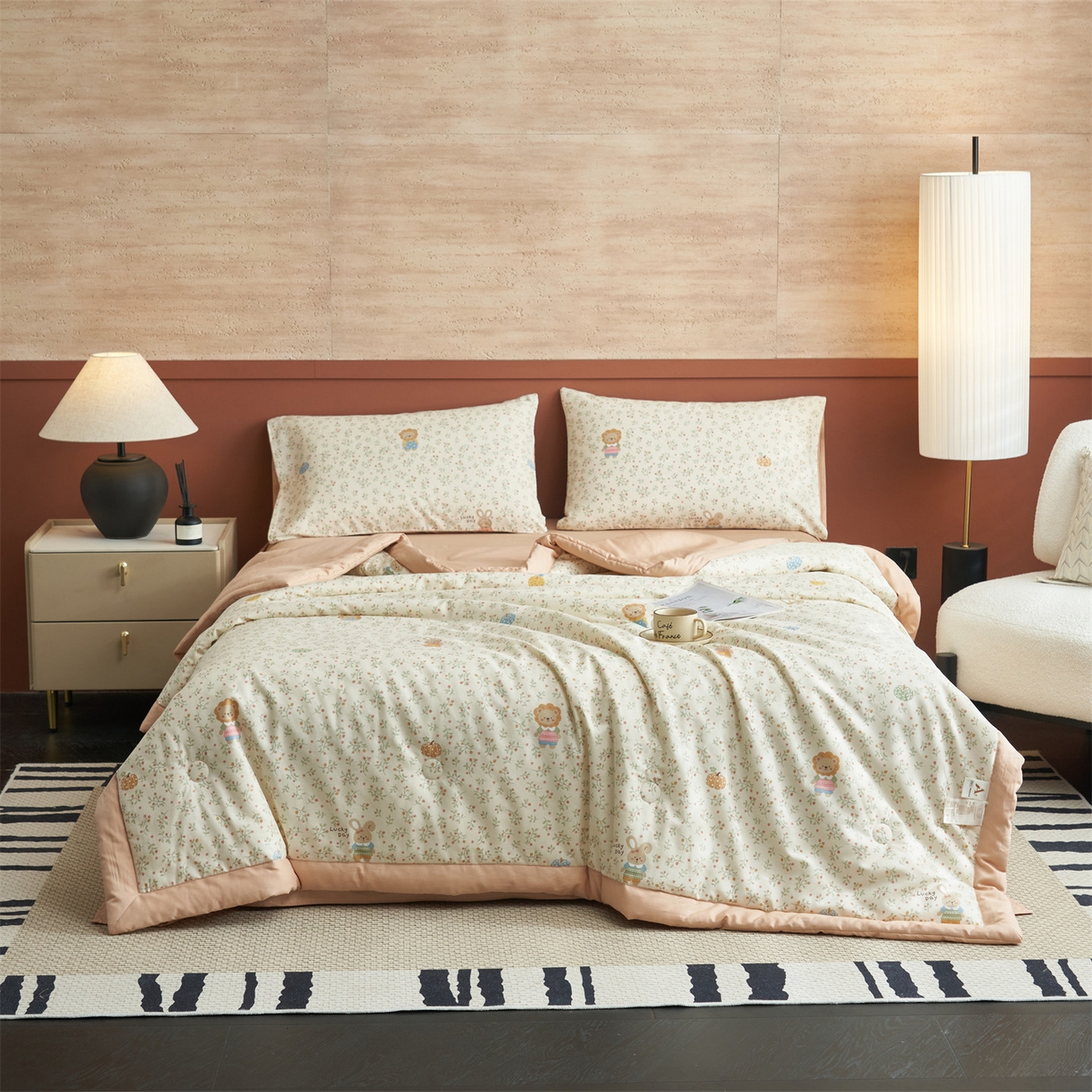 91家纺网 家纺一手货源 找家纺 恒爱家纺 2026新款全棉纯棉12868印花夏被夏凉被空调被 ABL萌系乐园