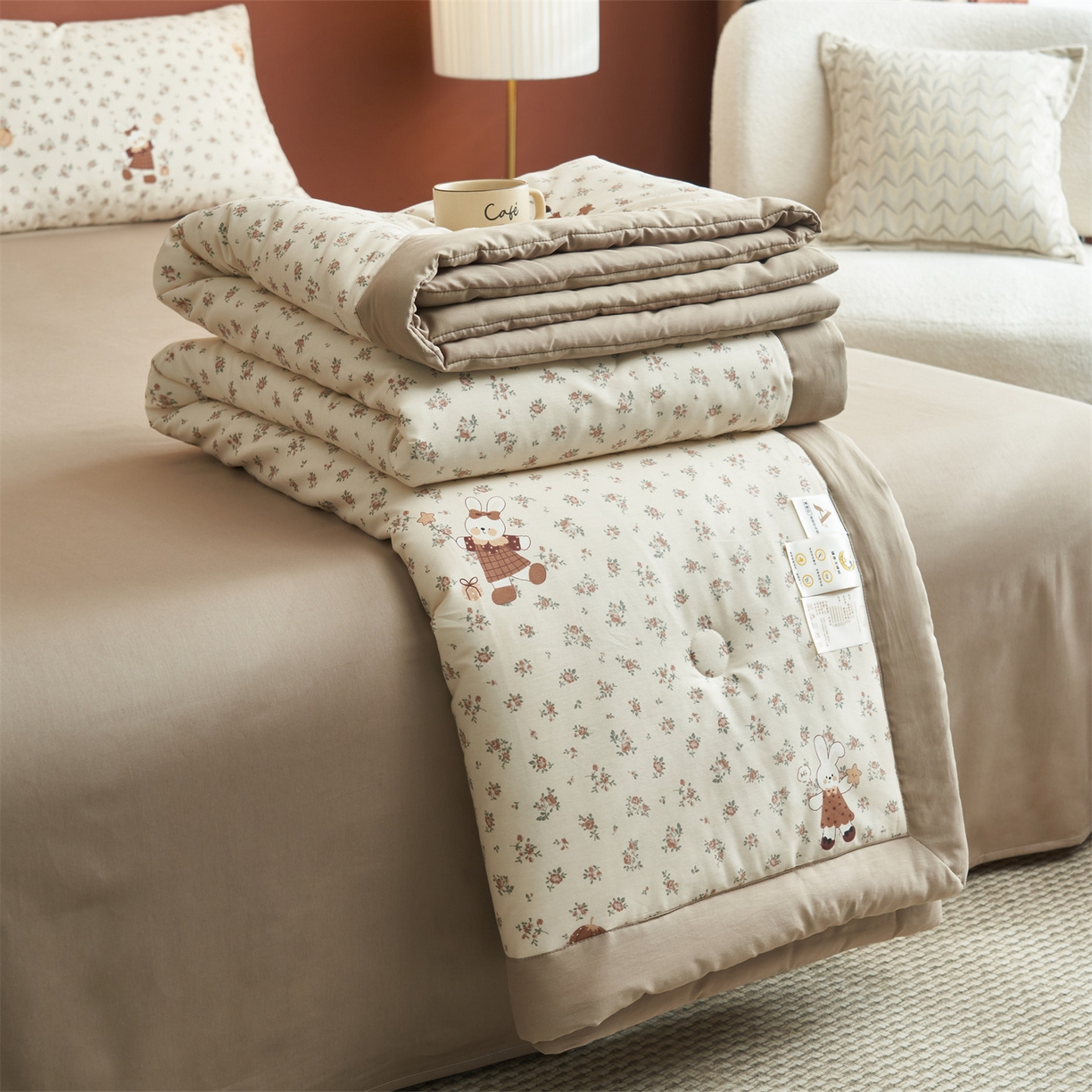 91家纺网 家纺一手货源 找家纺 恒爱家纺 2026新款全棉纯棉12868印花夏被夏凉被空调被 ABL南瓜甜心