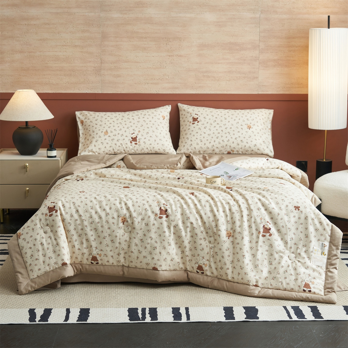 91家纺网 家纺一手货源 找家纺 恒爱家纺 2026新款全棉纯棉12868印花夏被夏凉被空调被 ABL南瓜甜心