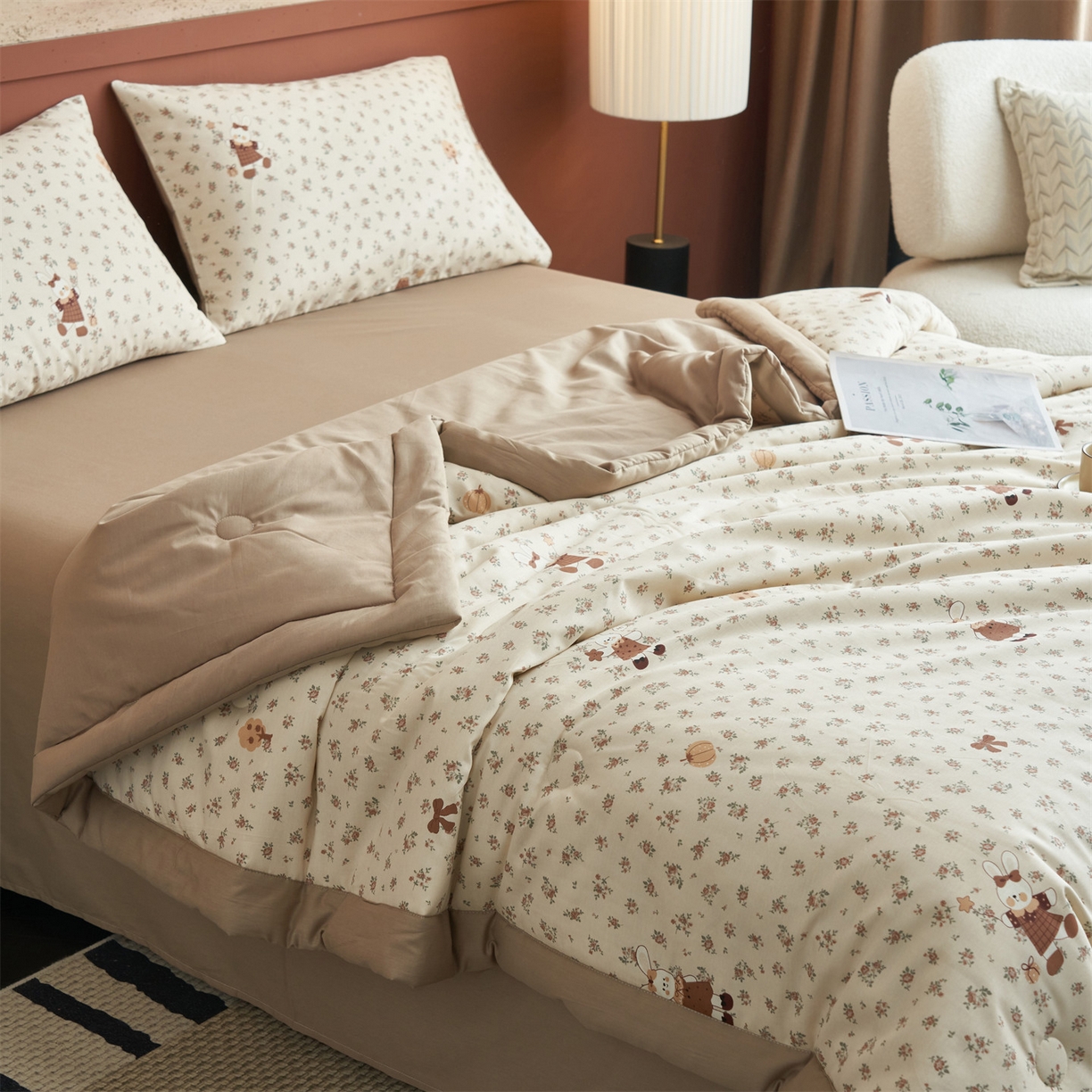 91家纺网 家纺一手货源 找家纺 恒爱家纺 2026新款全棉纯棉12868印花夏被夏凉被空调被 ABL南瓜甜心