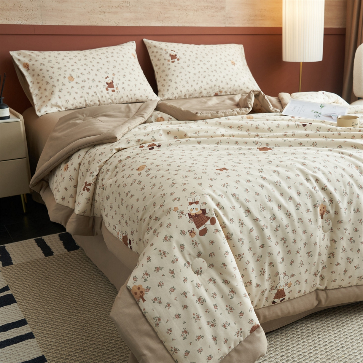 91家纺网 家纺一手货源 找家纺 恒爱家纺 2026新款全棉纯棉12868印花夏被夏凉被空调被 ABL南瓜甜心