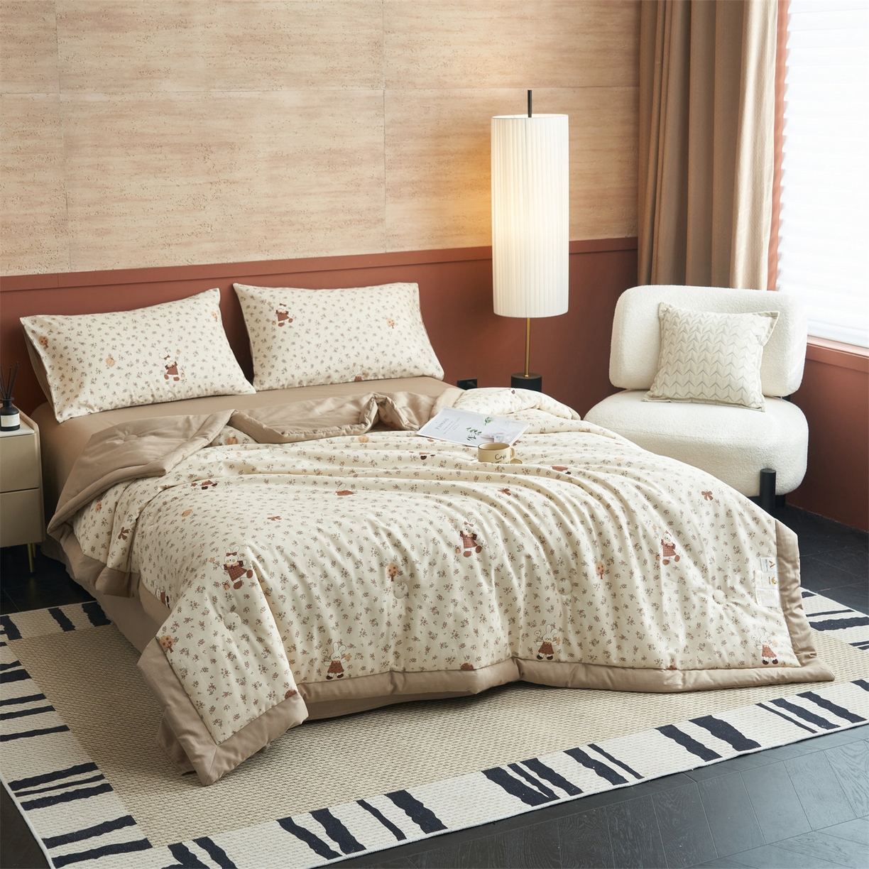 91家纺网 家纺一手货源 找家纺 恒爱家纺 2026新款全棉纯棉12868印花夏被夏凉被空调被 ABL南瓜甜心