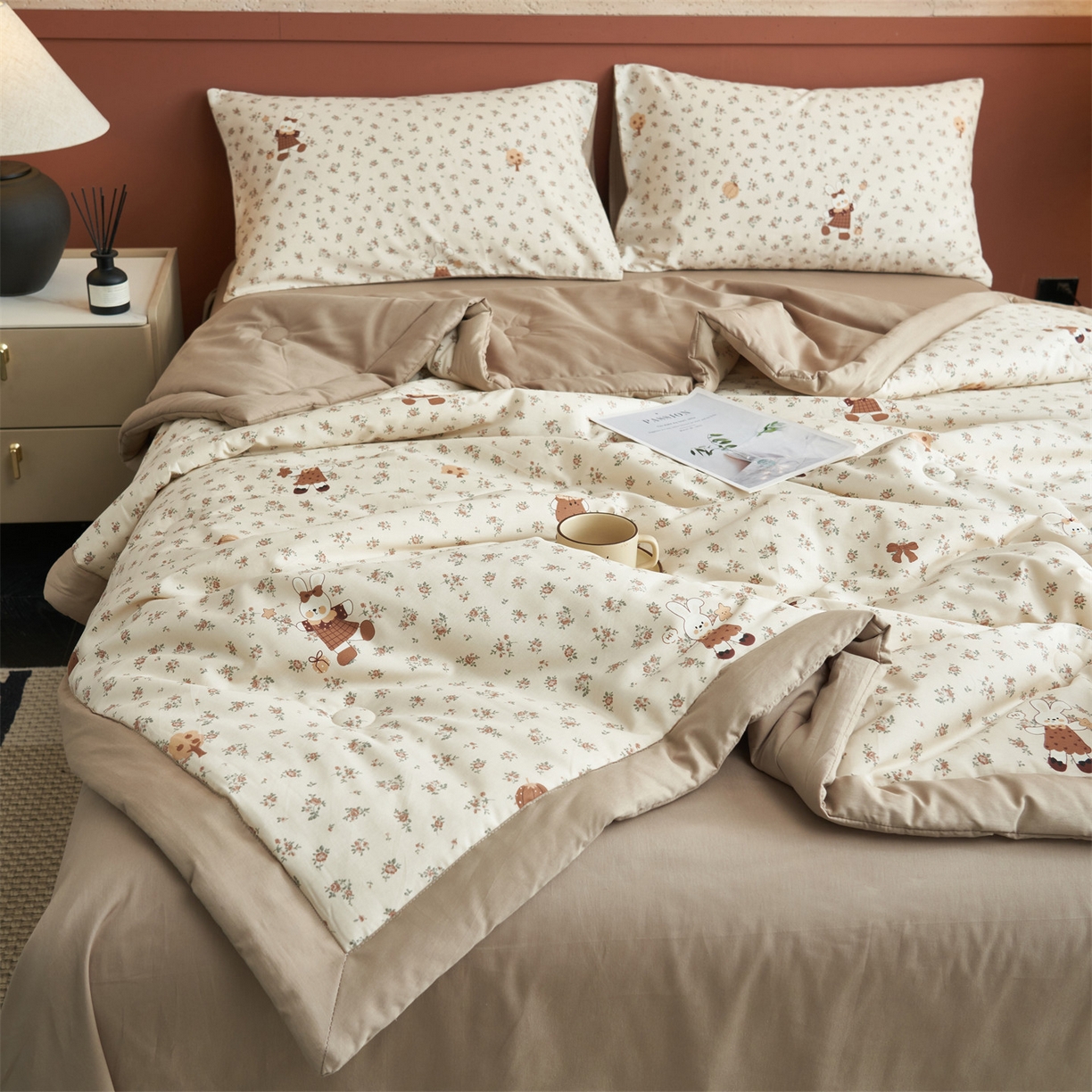 91家纺网 家纺一手货源 找家纺 恒爱家纺 2026新款全棉纯棉12868印花夏被夏凉被空调被 ABL南瓜甜心