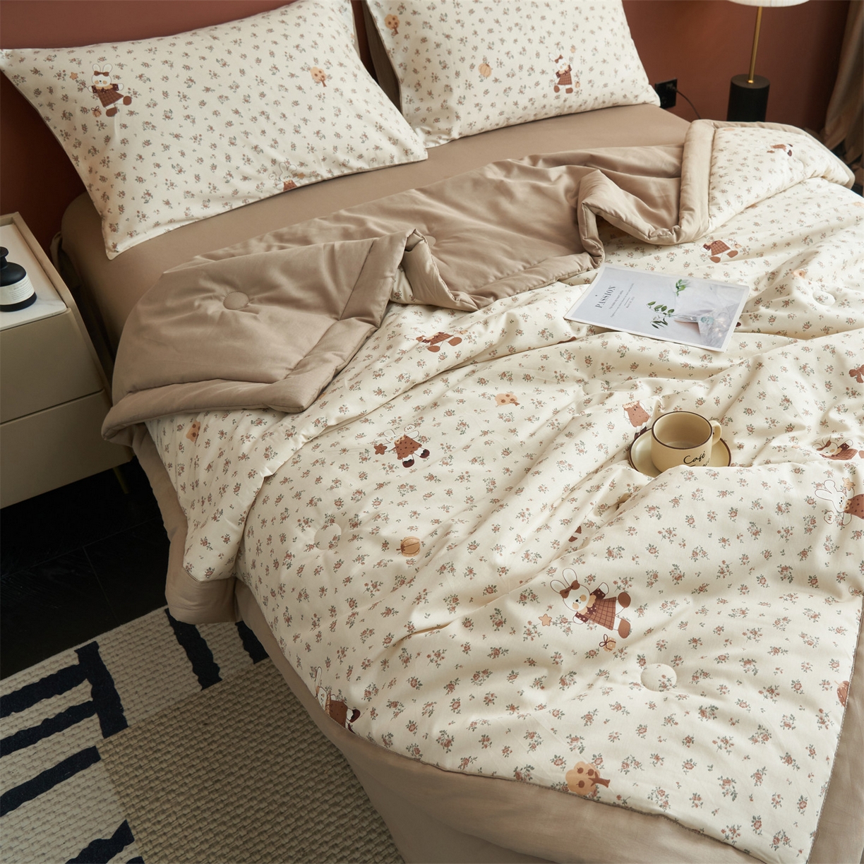 91家纺网 家纺一手货源 找家纺 恒爱家纺 2026新款全棉纯棉12868印花夏被夏凉被空调被 ABL南瓜甜心